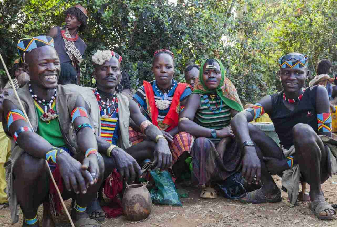 Mursi people children in omo valley